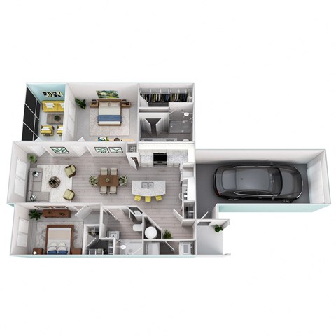 Floor plan for 2 beds, 2 baths, 1339 sqft